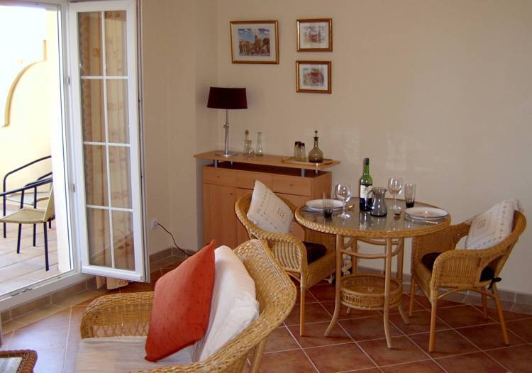View across lounge to balcony